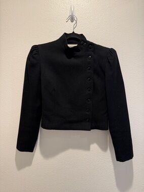 Vintage Black Wool Button-Front Women's Jacket